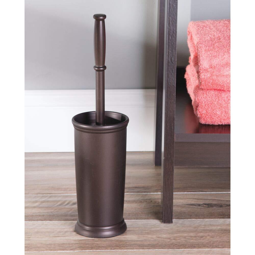 mDesign Compact Freestanding Plastic Toilet Bowl Brush and Holder for Bathroom