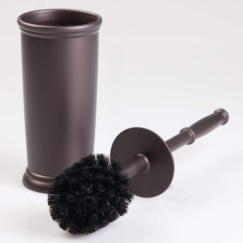 mDesign Compact Freestanding Plastic Toilet Bowl Brush and Holder for Bathroom