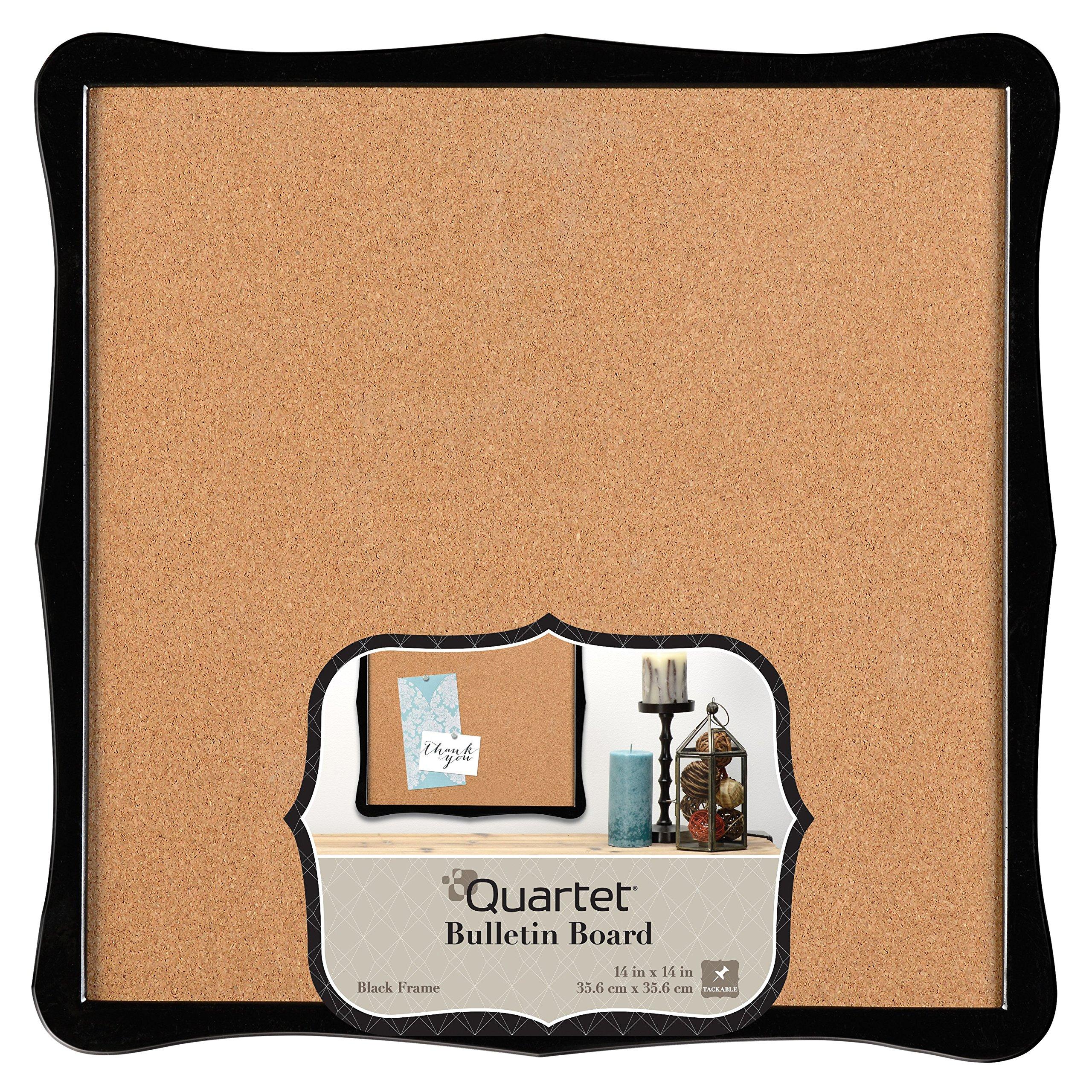Quartet Bulletin Board, Cork, 14" x 14", Home Organization, Black Frame