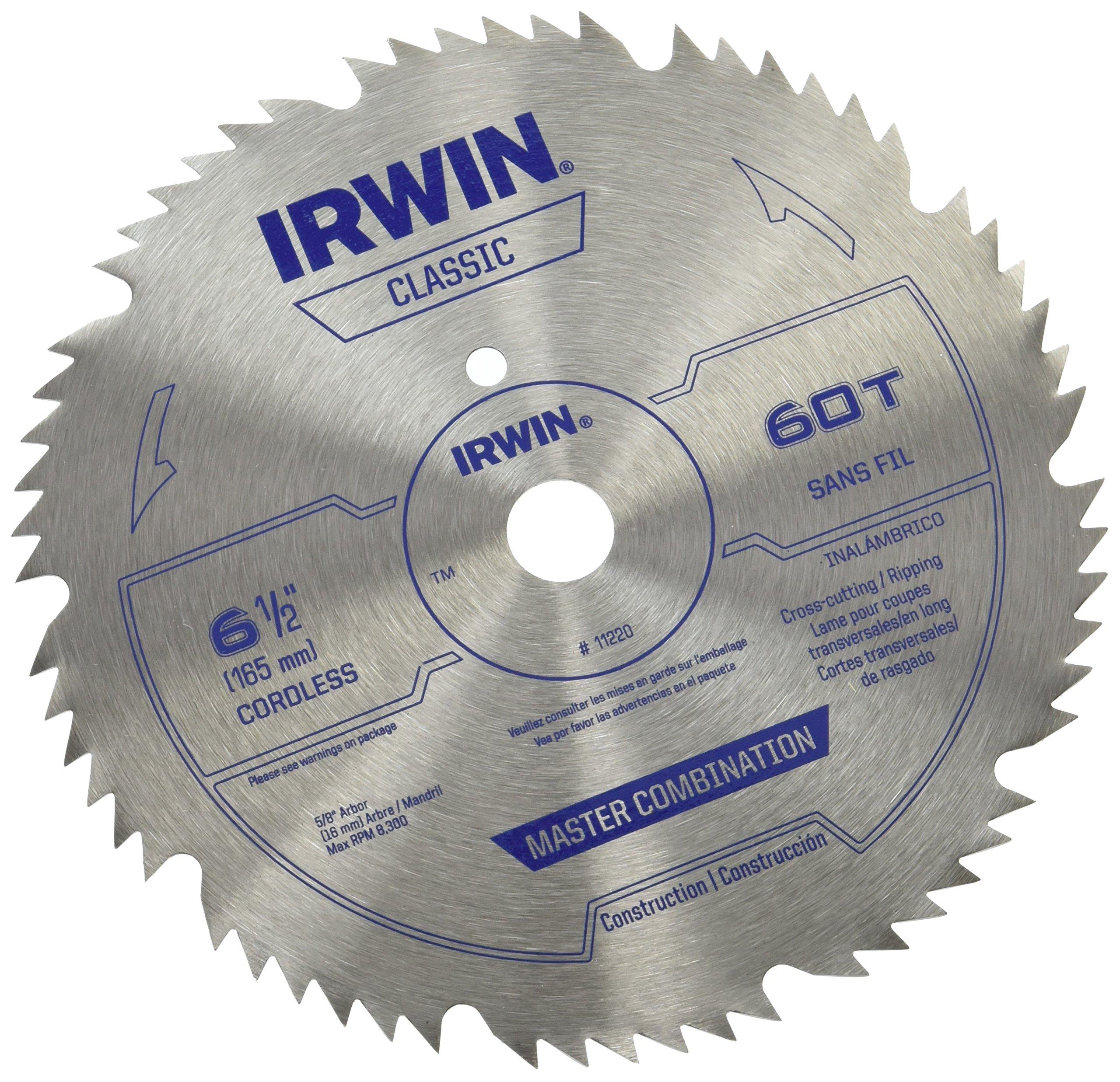 IRWIN Tools Classic Series Steel Cordless Circular Saw Blade, 6 1/2
