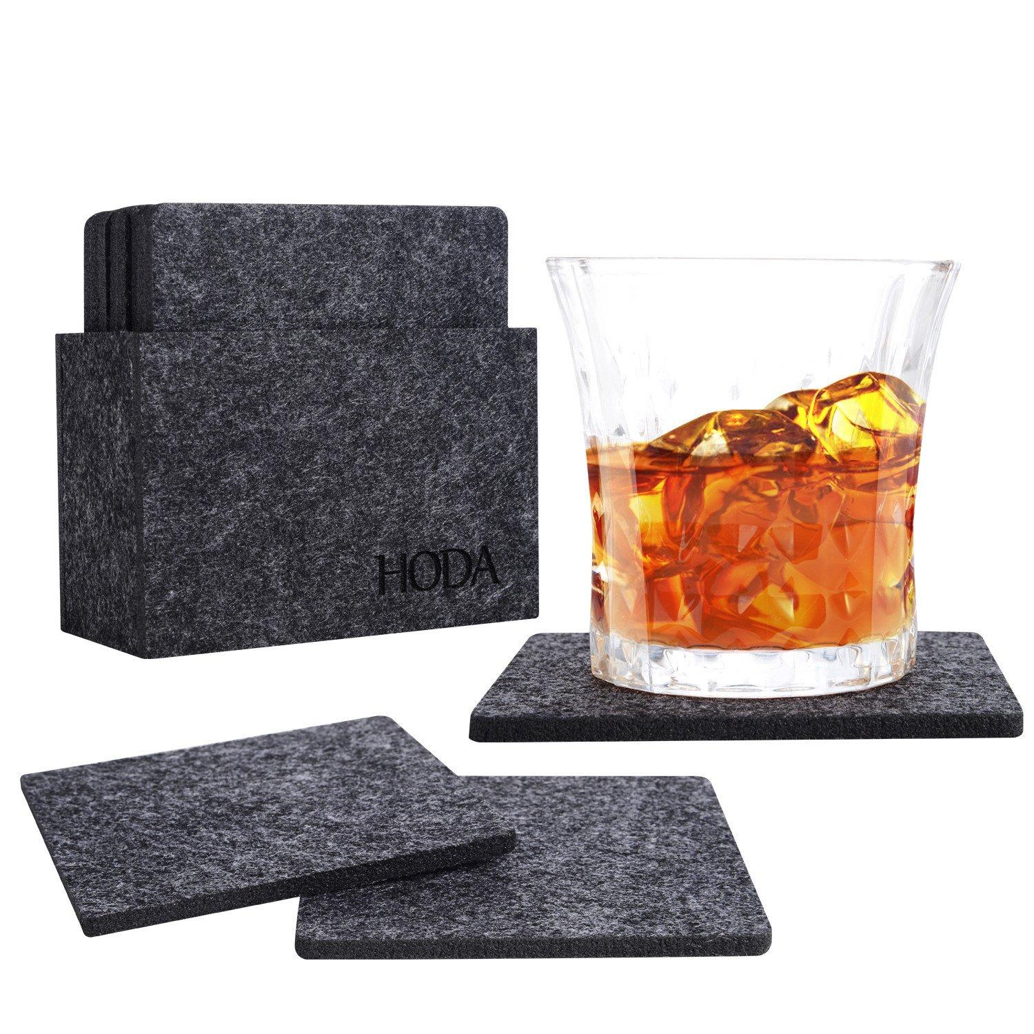 HODA Coasters for Drinks Absorbent Felt Coasters with Holder The Best