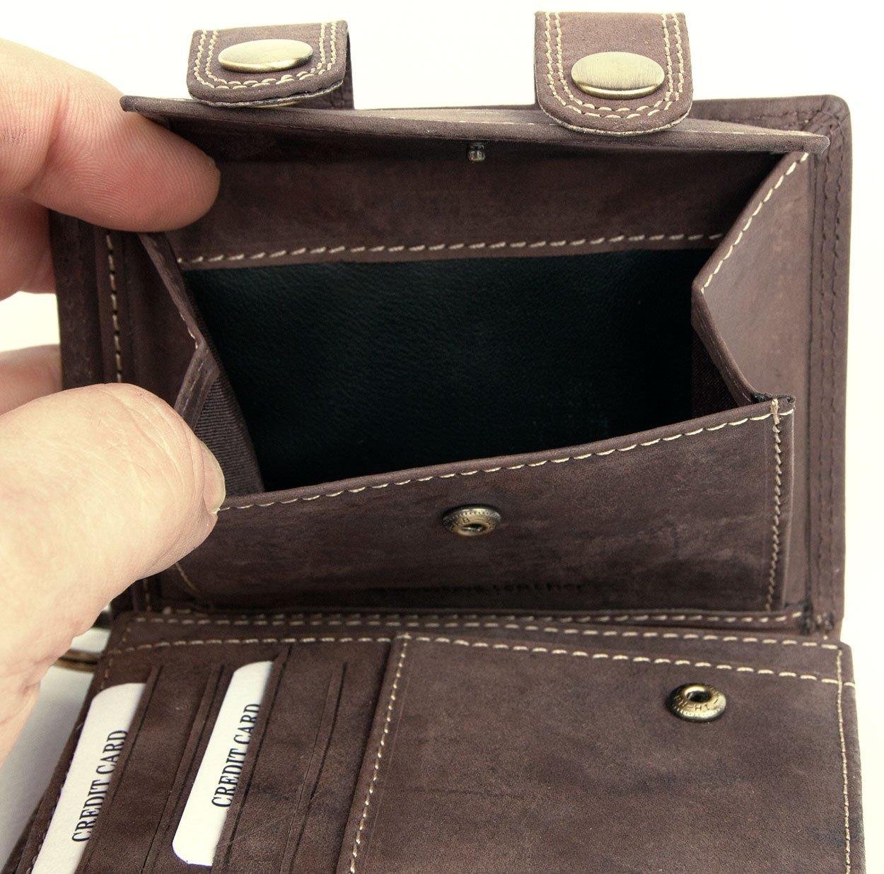 Men's Brown Biker's Genuine Leather Wallet with 20 Inch Long Chain to