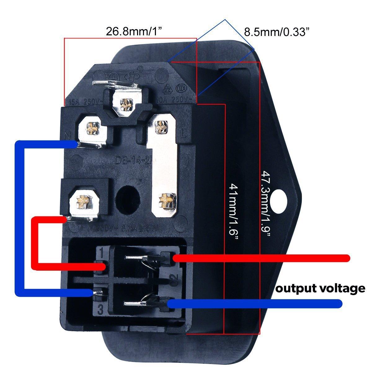 Urbest Inlet Module Plug 5a Fuse Switch Male Power Socket