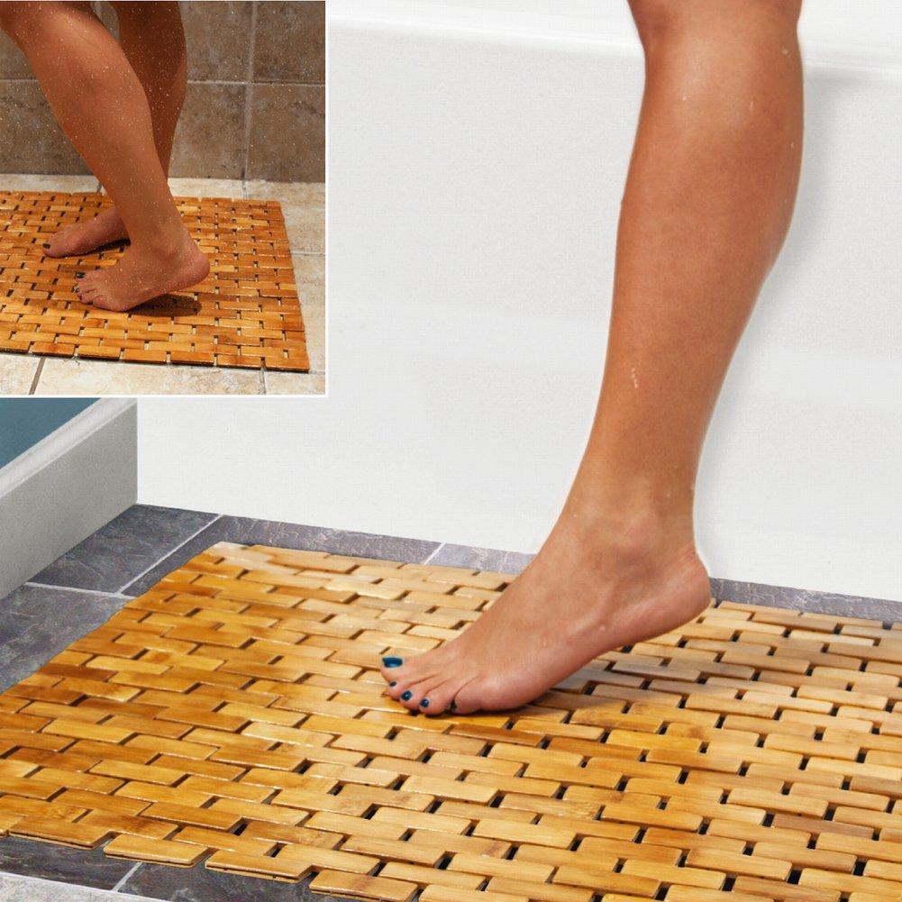 Luxury Multipurpose Bamboo Bath Mat For Shower Spa Sauna with Non Slip