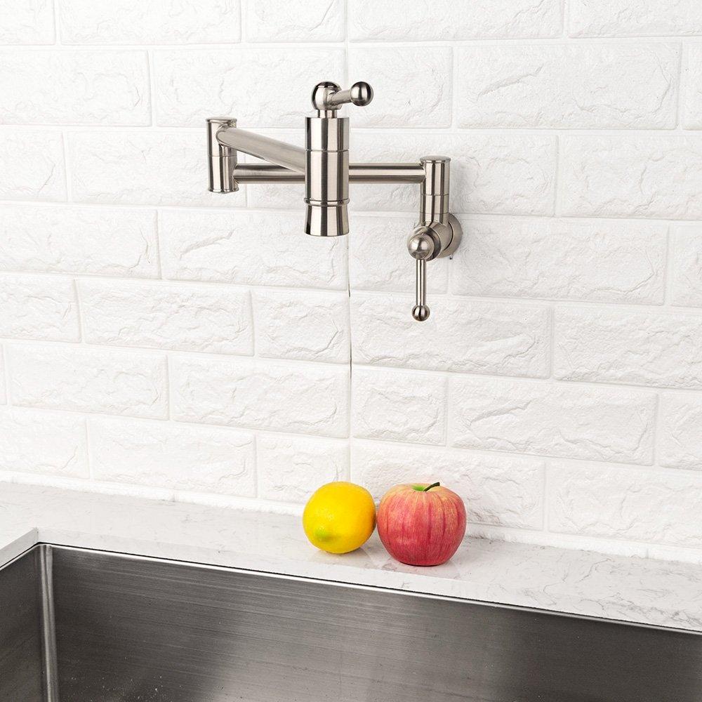 SARLAI S0005F Stainless Steel Pot Filler Brushed Nickel Wall Mount