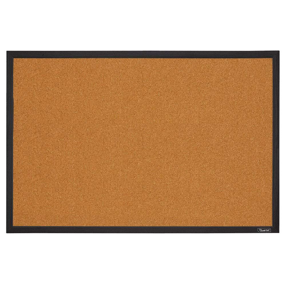 Quartet Corkboard, Framed Bulletin Board, 2' x 3' Cork Board, Black