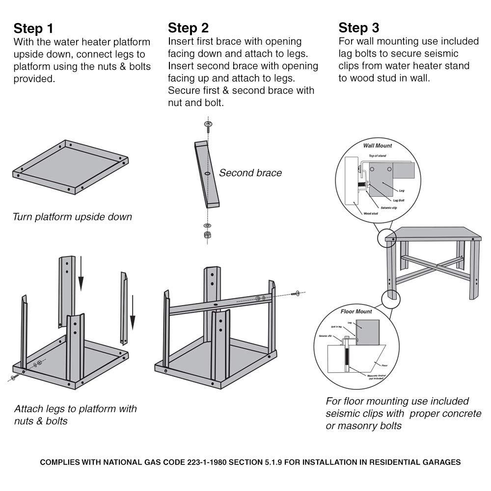 Eastman 86278 Water Heater Stand 3060 Gallon, Silver 91712862789 eBay