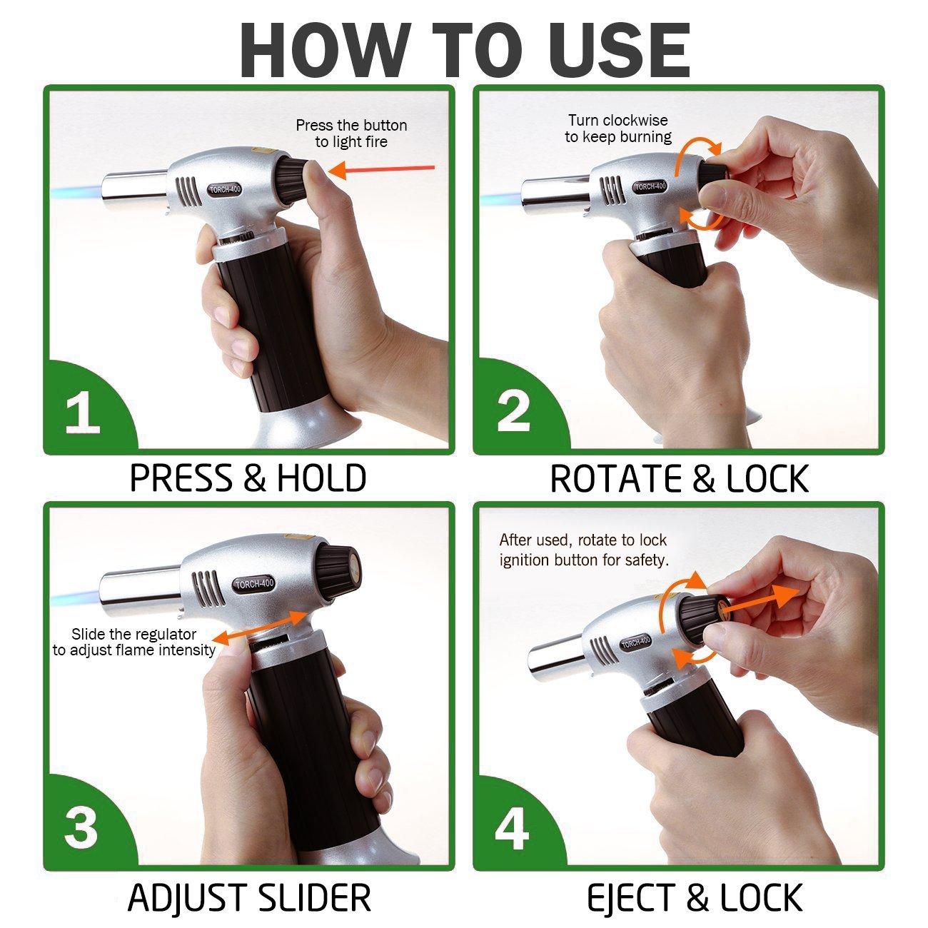 COOKING TORCH Refillable Kitchen Butane Culinary Burner Creme Brulee