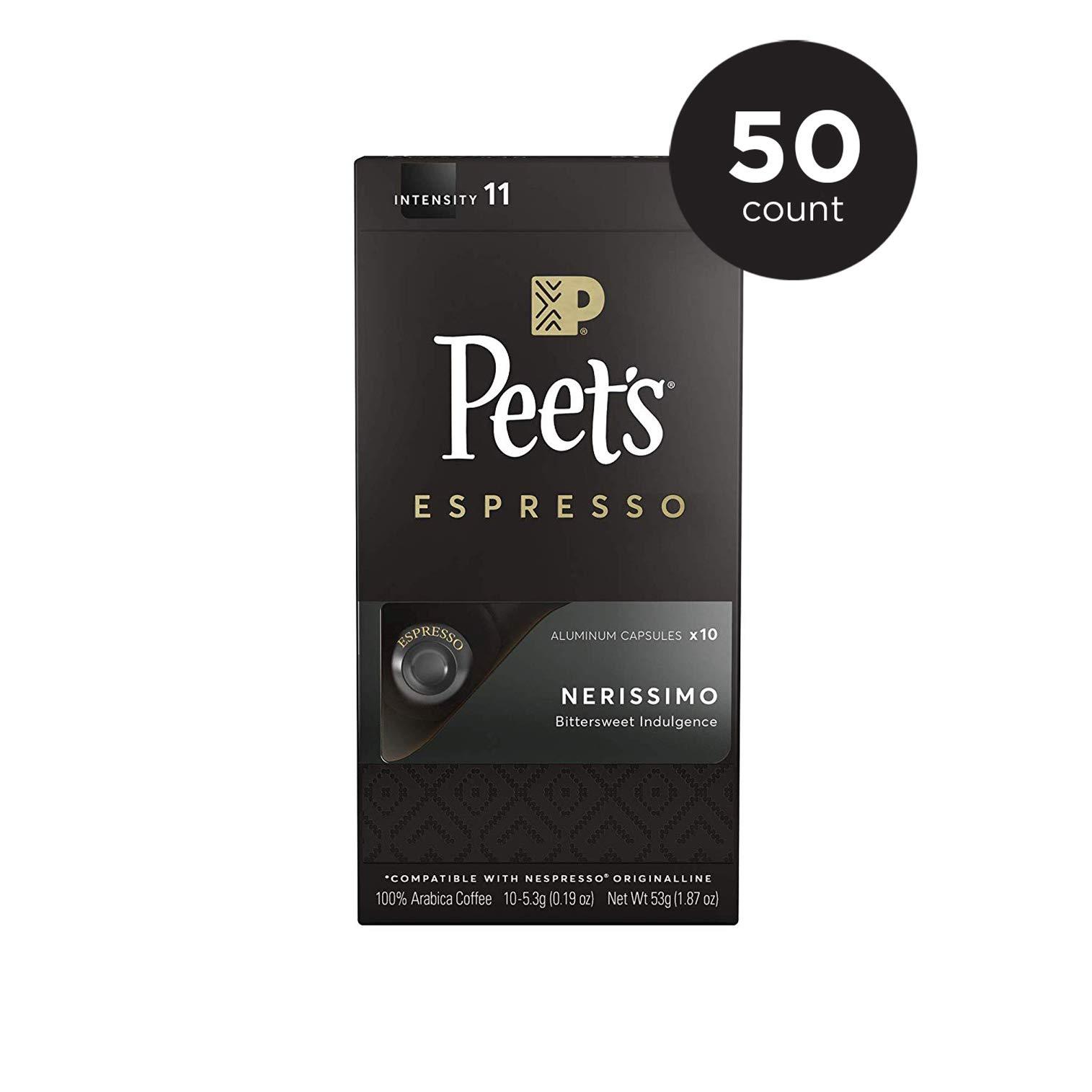 Peet's Coffee Espresso Capsules Nerissimo, Intensity 11, 50 Count