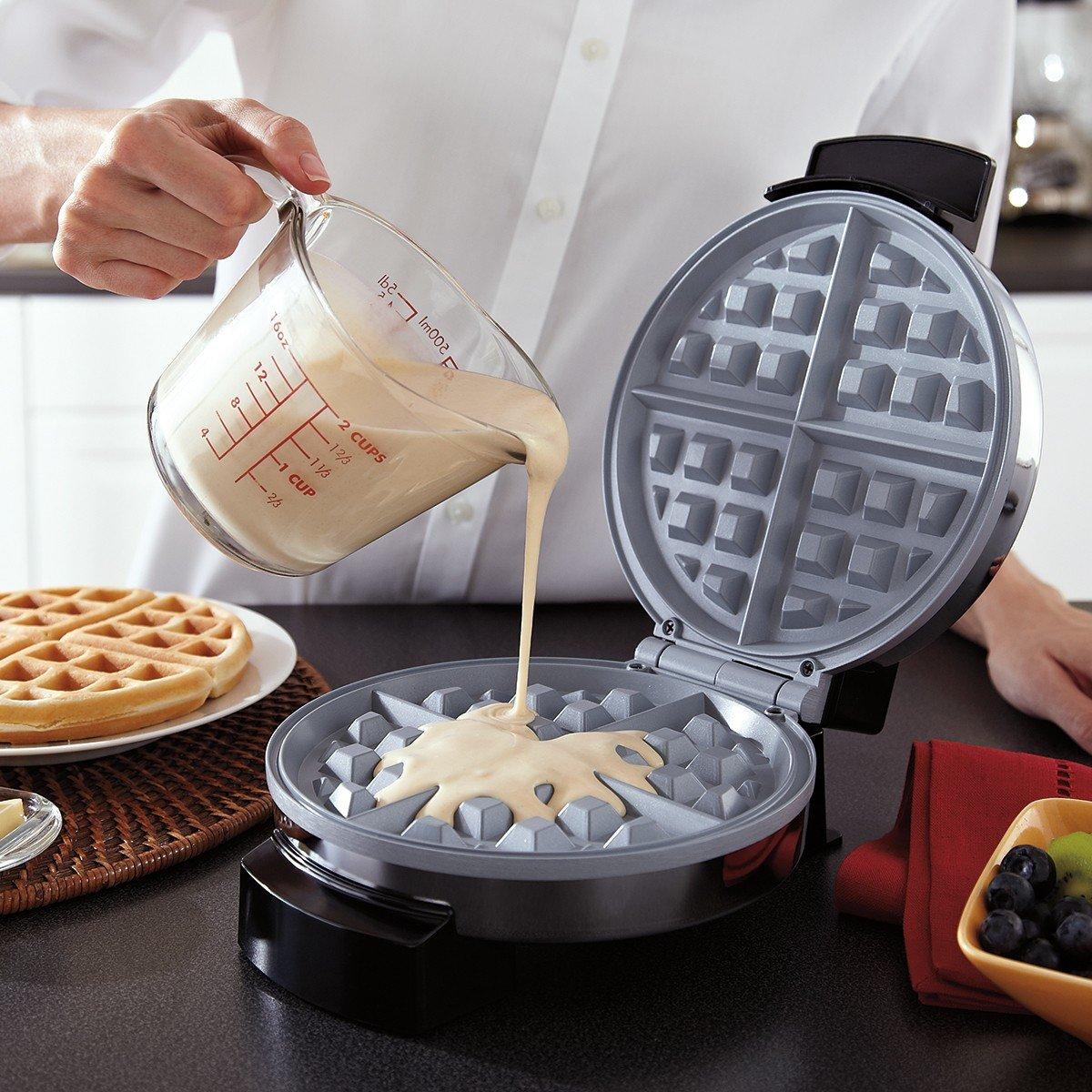 Belgian WAFFLE MAKER Commercial DuraCeramic Nonstick Coating Round