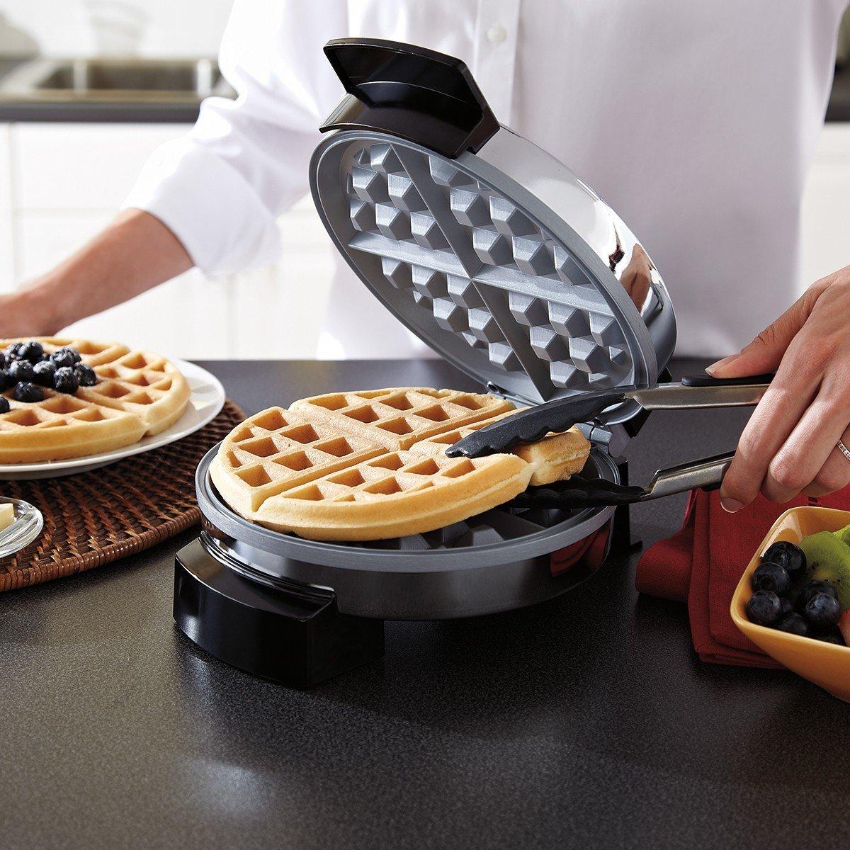 Belgian WAFFLE MAKER Commercial DuraCeramic Nonstick Coating Round