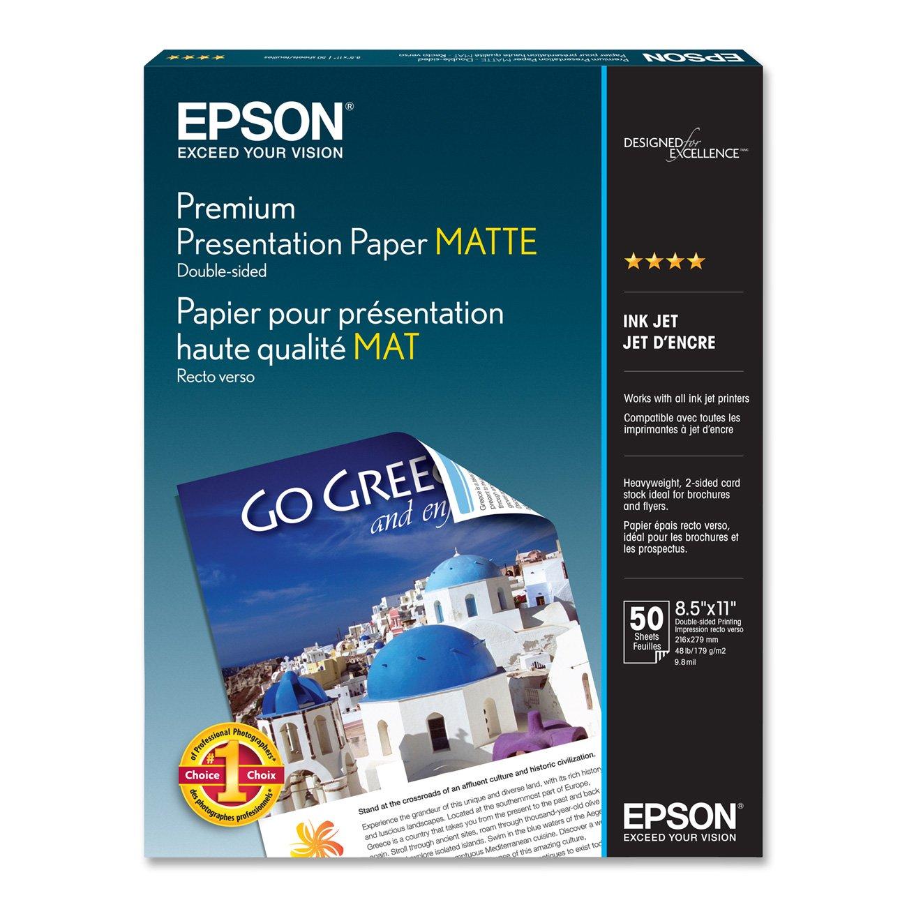 Epson Premium Presentation Paper MATTE (8.5x11 Inches, Double-sided, 50 ...