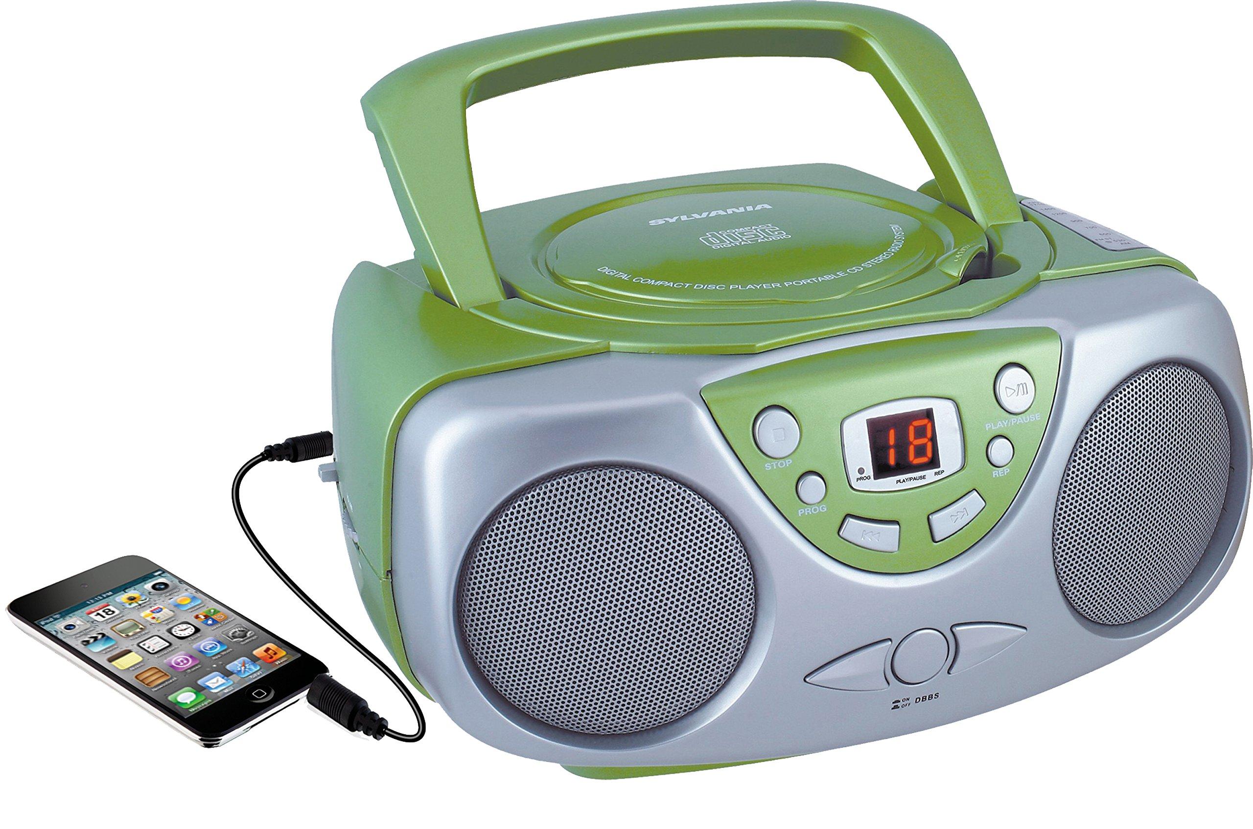 Sylvania SRCD243 Portable CD Player with AM/FM Radio, Boombox(Green) eBay