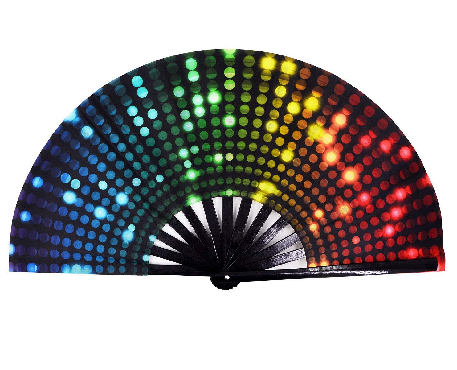 Amajiji Large Folding Hand Rave Fan for Women/Men, Chinease/Japanese