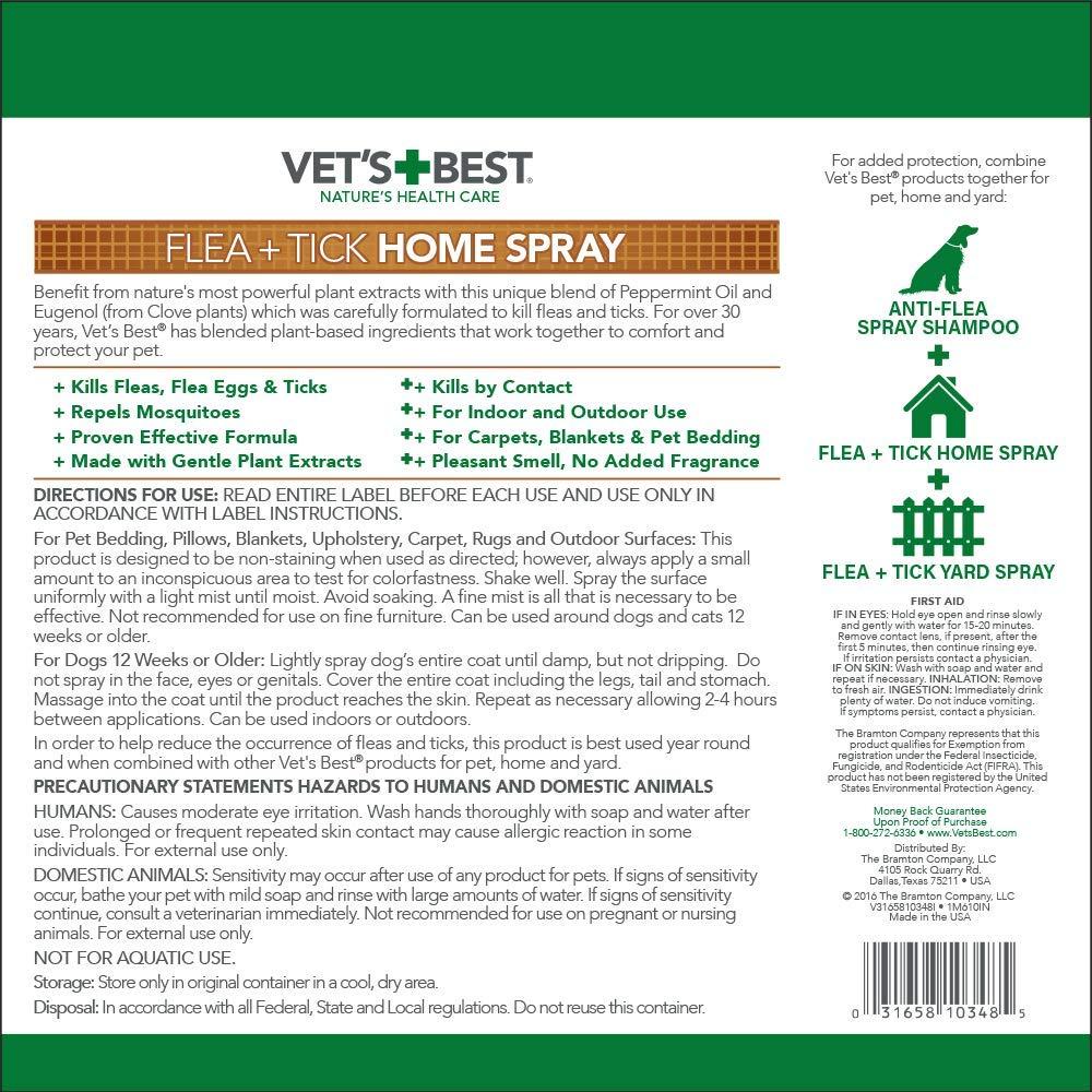Vet's Best Flea and Tick Home Spray Flea Treatment for Dogs and Home