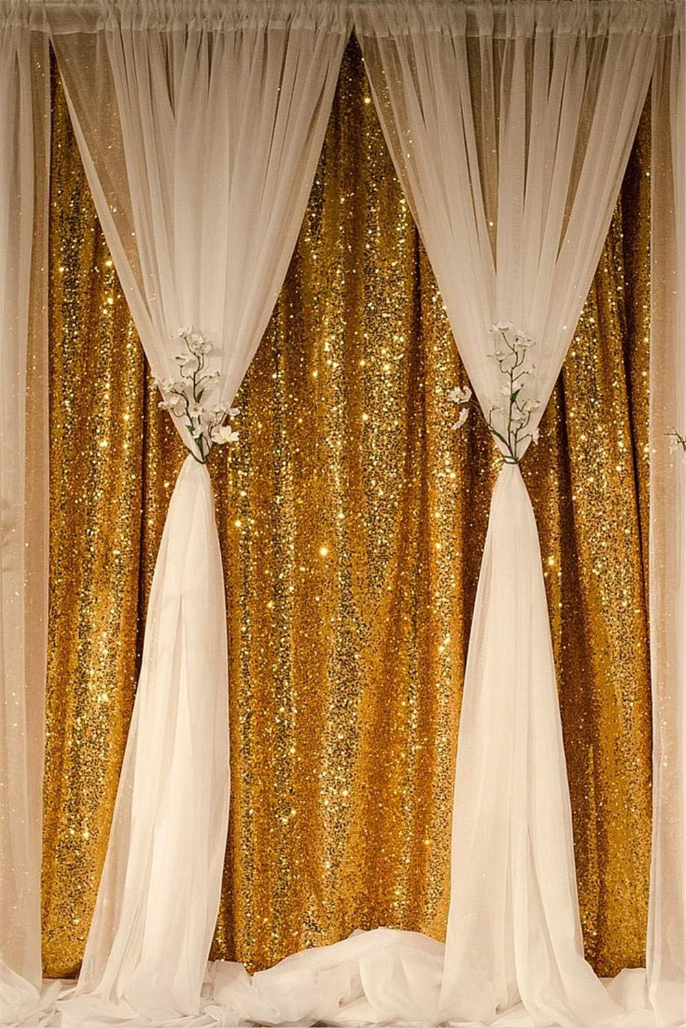 BCOOL Sequin Backdrop Gold 4ft x 6.5ft Sequin Photography Backdrop
