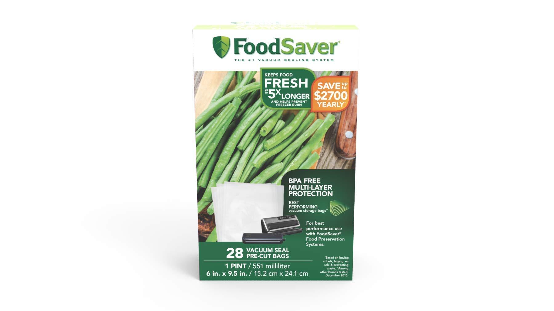 FoodSaver 1Pint Precut Vacuum Seal Bags with BPAFree Multilayer